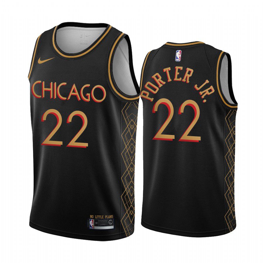 Men Chicago Bulls #22 otto porter-jr black motor city edition no little plans 2020 nba jersey